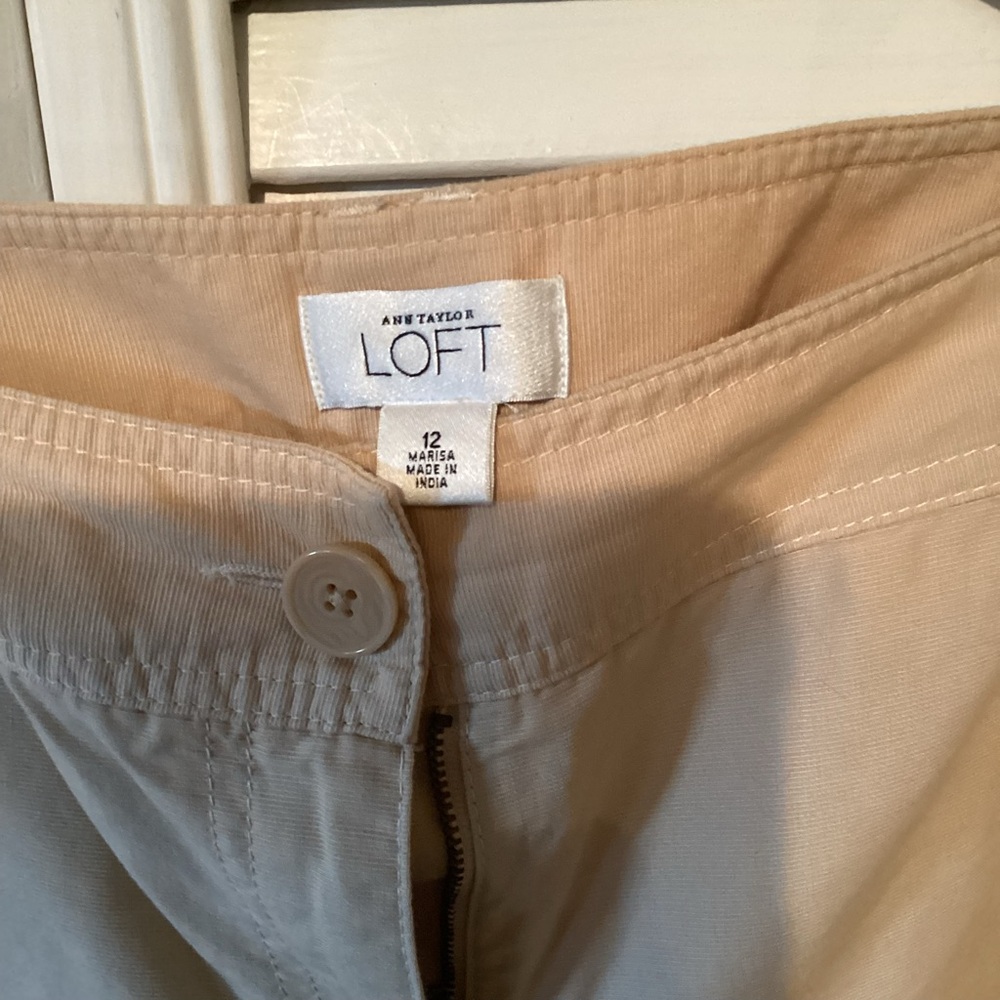 Loft Ann Taylor tan wide leg,Cargo crop pants, size 12, NWOT